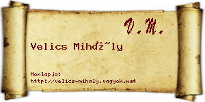 Velics Mihály névjegykártya